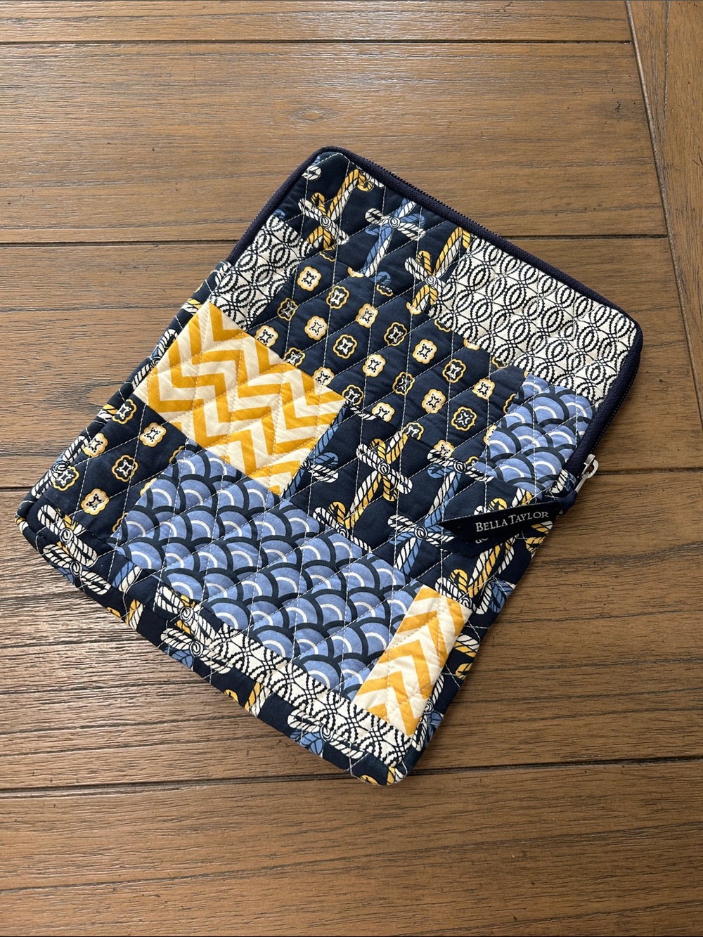 Bella Taylor Navy, Yellow & Light Blue Quilted Tablet Sleeve - Picture 2 of 6